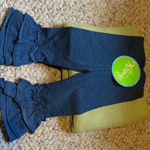 Classic Whimsy Navy ruffled leggings